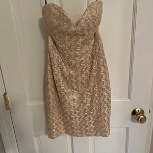 Pink/gold lace sparkly mini dress